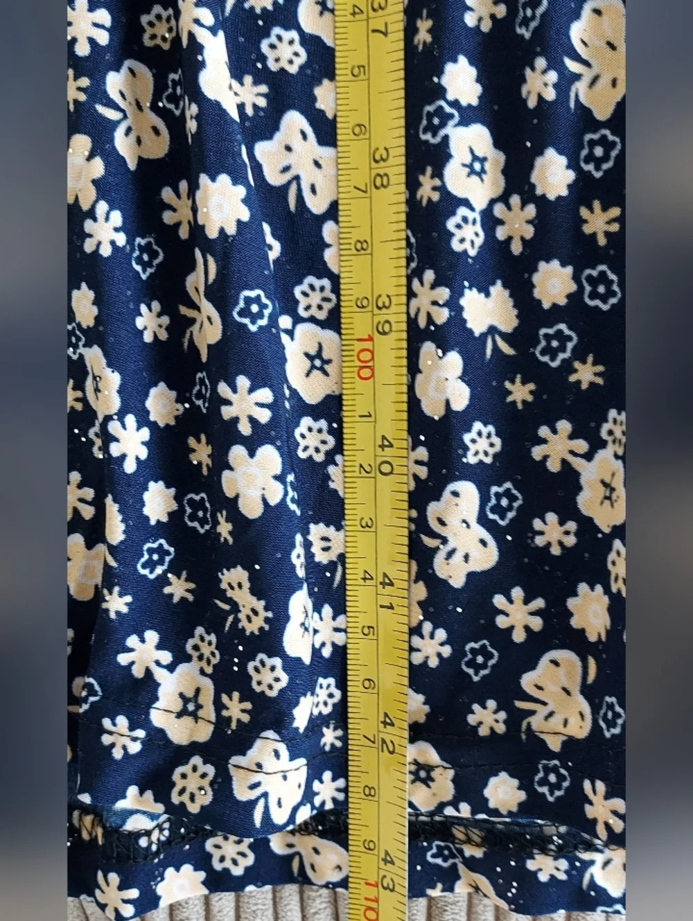 Silk Dress V Neck Sleeveless  Rhinestone Glitter Navy Floral Y2K Babydoll L/XL